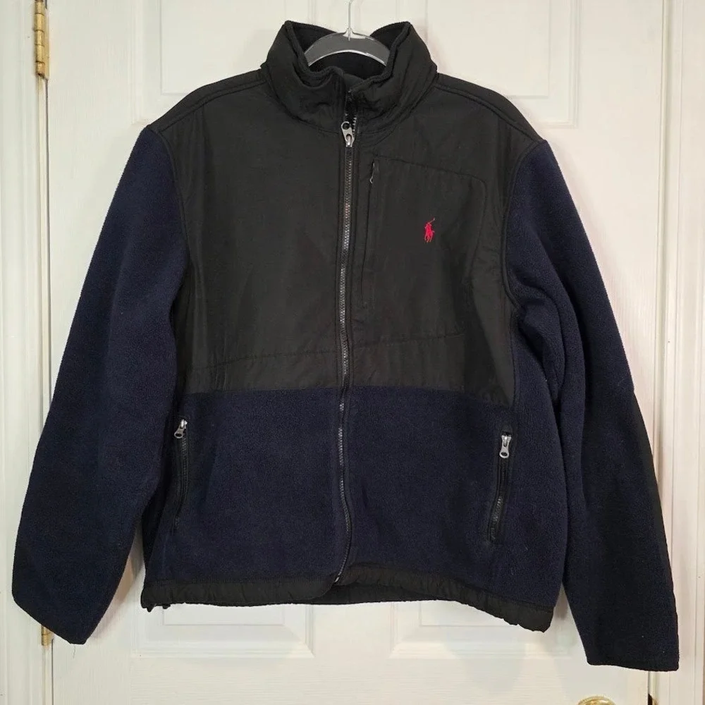 Polo Ralph Lauren‎ Men's Size L Polartec Fleece Jacket Navy Blue Full Zip